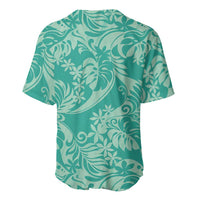 Tahiti Teal Tiare Floral Baseball Jersey Monstera Palm Tropical Leaves - Polynesian Pride