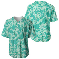 Tahiti Teal Tiare Floral Baseball Jersey Monstera Palm Tropical Leaves - Polynesian Pride