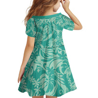 Tahiti Teal Tiare Floral Family Matching Long Sleeve Bodycon Dress and Hawaiian Shirt Monstera Palm Tropical Leaves LT01 - Polynesian Pride