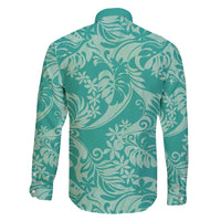 Tahiti Teal Tiare Floral Family Matching Tank Maxi Dress and Hawaiian Shirt Monstera Palm Tropical Leaves LT01 - Polynesian Pride