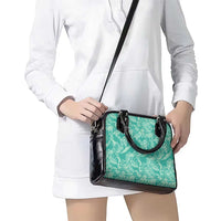 Tahiti Teal Tiare Floral Shoulder Handbag Monstera Palm Tropical Leaves - Polynesian Pride