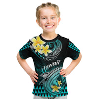Hawaii Kid T Shirt Polynesian Shark with Kakau Turquoise Version LT01 Turquoise - Polynesian Pride