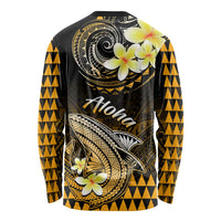 Hawaii Long Sleeve Shirt Polynesian Shark with Kakau Gold Version LT01