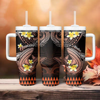 Hawaii Tumbler With Handle Polynesian Shark with Kakau Orange Version