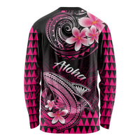 Hawaii Long Sleeve Shirt Polynesian Shark with Kakau Pink Version LT01