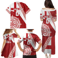Custom Tonga Rugby Mate Maa Family Matching Puletasi and Hawaiian Shirt Ngatu Pattern