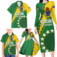 Custom Cook Islands Rugby Kukis Family Matching Long Sleeve Bodycon Dress and Hawaiian Shirt Circle Stars LT01 - Polynesian Pride