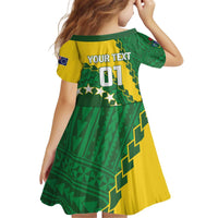 Custom Cook Islands Rugby Kukis Kid Short Sleeve Dress Circle Stars