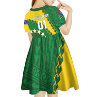 Custom Cook Islands Rugby Kukis Kid Short Sleeve Dress Circle Stars