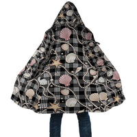 Hawaiian Ocean Seashells Cloak Black Palaka Pattern
