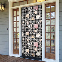 Hawaiian Ocean Seashells Door Cover Black Palaka Pattern