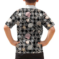 Hawaiian Ocean Seashells Family Matching Puletasi and Hawaiian Shirt Black Palaka Pattern