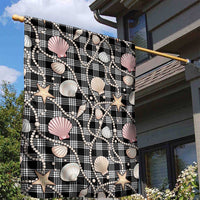 Hawaiian Ocean Seashells Garden Flag Black Palaka Pattern