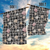 Hawaiian Ocean Seashells Garden Flag Black Palaka Pattern