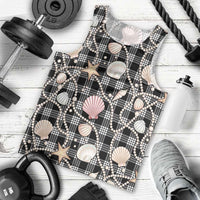 Hawaiian Ocean Seashells Men Tank Top Black Palaka Pattern