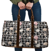 Hawaiian Ocean Seashells Travel Bag Black Palaka Pattern