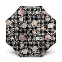 Hawaiian Ocean Seashells Umbrella Black Palaka Pattern