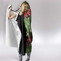 Hawaiian Hibiscus Plumeria Hooded Blanket Tropical Leaves
