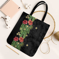 Hawaiian Hibiscus Plumeria Tote Bag Tropical Leaves