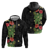 Hawaiian Hibiscus Plumeria Zip Hoodie Tropical Leaves