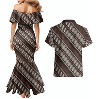 Yogyakarta Parang Batik Motifs Couples Matching Mermaid Dress and Hawaiian Shirt Indonesian Traditional Pattern LT01 - Polynesian Pride
