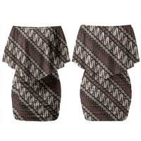 Yogyakarta Parang Batik Motifs Couples Matching Off Shoulder Short Dress and Hawaiian Shirt Indonesian Traditional Pattern LT01 - Polynesian Pride