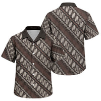 Yogyakarta Parang Batik Motifs Family Matching Long Sleeve Bodycon Dress and Hawaiian Shirt Indonesian Traditional Pattern LT01 Son's Shirt Brown - Polynesian Pride
