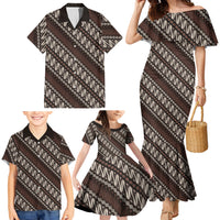 Yogyakarta Parang Batik Motifs Family Matching Mermaid Dress and Hawaiian Shirt Indonesian Traditional Pattern LT01 - Polynesian Pride