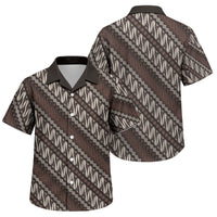 Yogyakarta Parang Batik Motifs Family Matching Off Shoulder Maxi Dress and Hawaiian Shirt Indonesian Traditional Pattern LT01 Son's Shirt Brown - Polynesian Pride