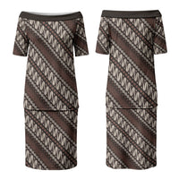 Yogyakarta Parang Batik Motifs Family Matching Puletasi and Hawaiian Shirt Indonesian Traditional Pattern LT01 Mom's Dress Brown - Polynesian Pride