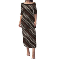 Yogyakarta Parang Batik Motifs Family Matching Puletasi and Hawaiian Shirt Indonesian Traditional Pattern LT01 Mom's Dress Brown - Polynesian Pride