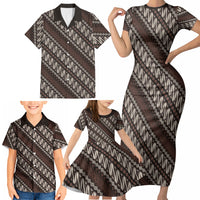 Yogyakarta Parang Batik Motifs Family Matching Short Sleeve Bodycon Dress and Hawaiian Shirt Indonesian Traditional Pattern LT01 - Polynesian Pride