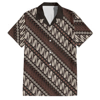Yogyakarta Parang Batik Motifs Family Matching Summer Maxi Dress and Hawaiian Shirt Indonesian Traditional Pattern LT01 Dad's Shirt - Short Sleeve Brown - Polynesian Pride