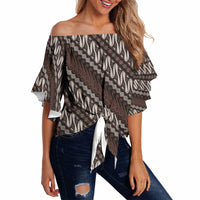 Yogyakarta Parang Batik Motifs Off Shoulder Wrap Waist Top Indonesian Traditional Pattern LT01 - Polynesian Pride
