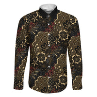 Batik Sekar Jagad Family Matching Off The Shoulder Long Sleeve Dress and Hawaiian Shirt Indonesian Traditional Pattern LT01 Daughter's Dress Black - Polynesian Pride