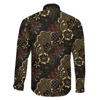 Batik Sekar Jagad Family Matching Off The Shoulder Long Sleeve Dress and Hawaiian Shirt Indonesian Traditional Pattern LT01 Son's Shirt Black - Polynesian Pride