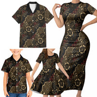 Batik Sekar Jagad Family Matching Short Sleeve Bodycon Dress and Hawaiian Shirt Indonesian Traditional Pattern LT01 - Polynesian Pride