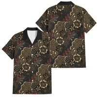 Batik Sekar Jagad Family Matching Short Sleeve Bodycon Dress and Hawaiian Shirt Indonesian Traditional Pattern LT01 Dad's Shirt - Short Sleeve Black - Polynesian Pride