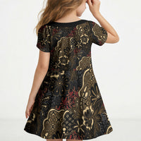 Batik Sekar Jagad Kid Short Sleeve Dress Indonesian Traditional Pattern LT01 - Polynesian Pride