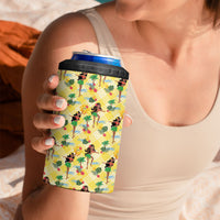 Hawaii Hula Girl Tropical 4 in 1 Can Cooler Tumbler Yellow Palaka