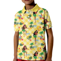 Hawaii Hula Girl Tropical Kid Polo Shirt Yellow Palaka