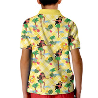 Hawaii Hula Girl Tropical Kid Polo Shirt Yellow Palaka