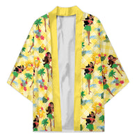Hawaii Hula Girl Tropical Kimono Yellow Palaka