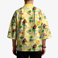 Hawaii Hula Girl Tropical Kimono Yellow Palaka
