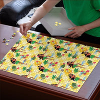 Hawaii Hula Girl Tropical Puzzle Yellow Palaka