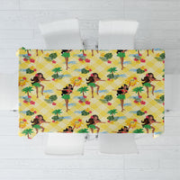 Hawaii Hula Girl Tropical Tablecloth Yellow Palaka