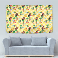Hawaii Hula Girl Tropical Tapestry Yellow Palaka