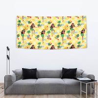 Hawaii Hula Girl Tropical Tapestry Yellow Palaka