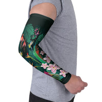 Hawaii Hummingbird Tropical Flowers Arm Sleeves Dark Green