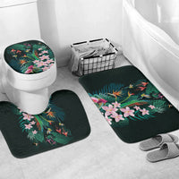 Hawaii Hummingbird Tropical Flowers Bathroom Set Dark Green